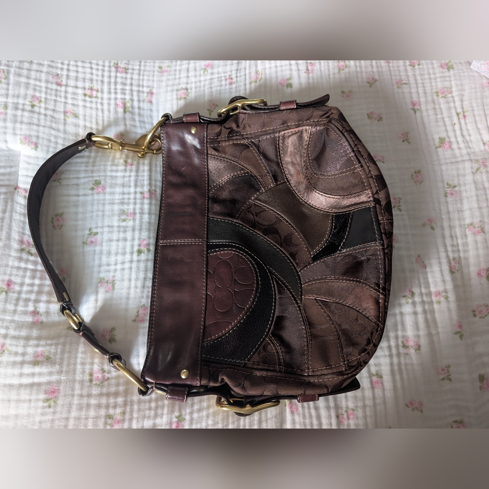 Coach Elegant Brown Leather Patchwork Women's Bag - image 1